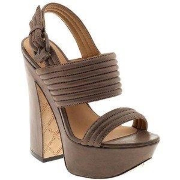 L.A.M.B. Mabelle Leather Platform Sandal Toupe Size 10 - Picture 1 of 13